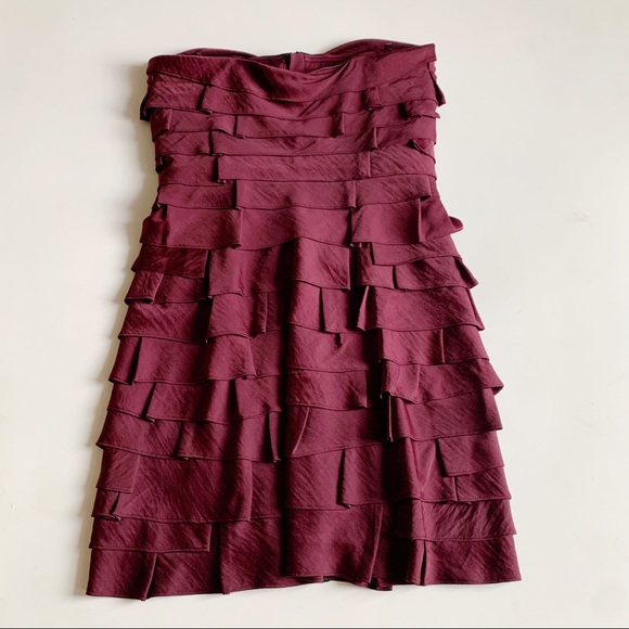 BCBG Max Azria NWT Brandie Ruffle Bodycon Dress Burgundy Formal Size 6 - Picture 6 of 7